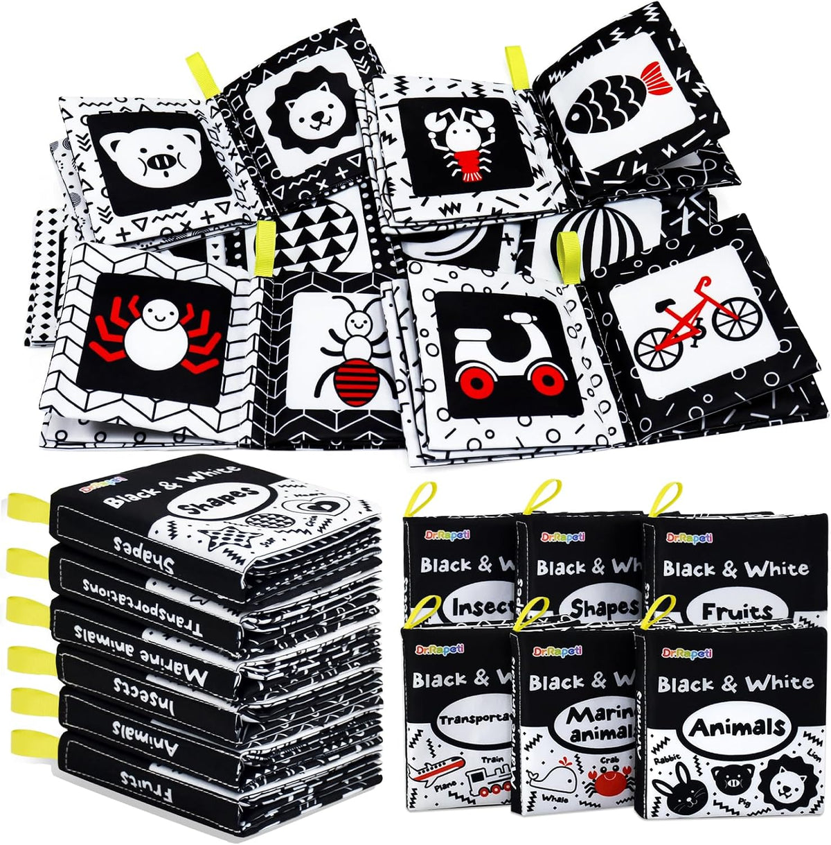Dr.Rapeti Libros de tela suave para bebés, libros de baño, paquete...
