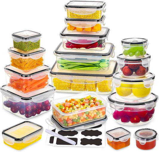 Juego de 34 recipientes de almacenamiento de alimentos con tapas he...