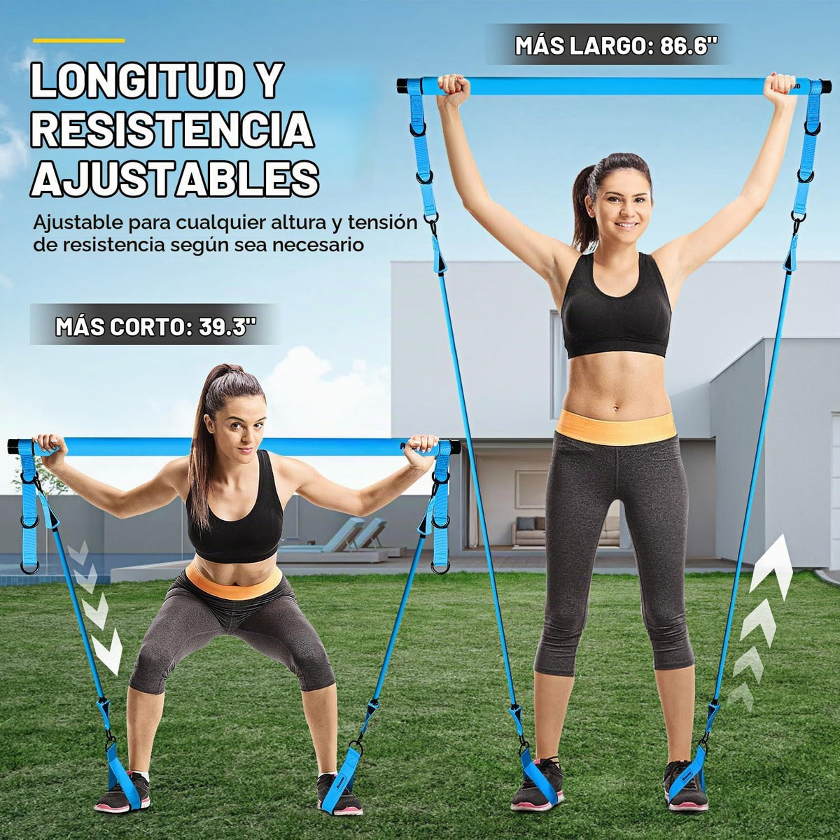 Kit de barra de pilates Ayombo con bandas de resistencia, equipo de...