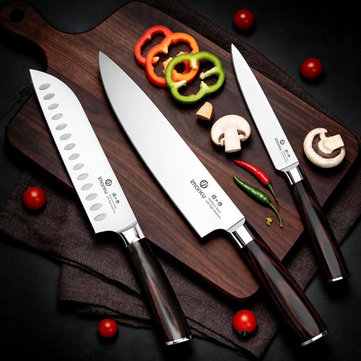 imarku Juego de cuchillos de 3 piezas, juego de cuchillos de chef j...