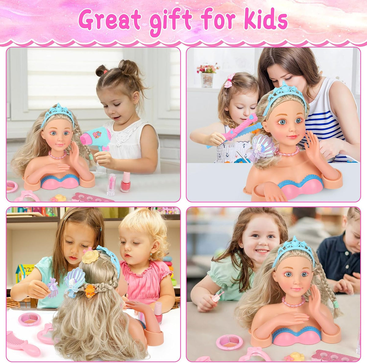 Kit de Maquillaje y Peinado para Muñeca, Juguetes de Peluquería de...