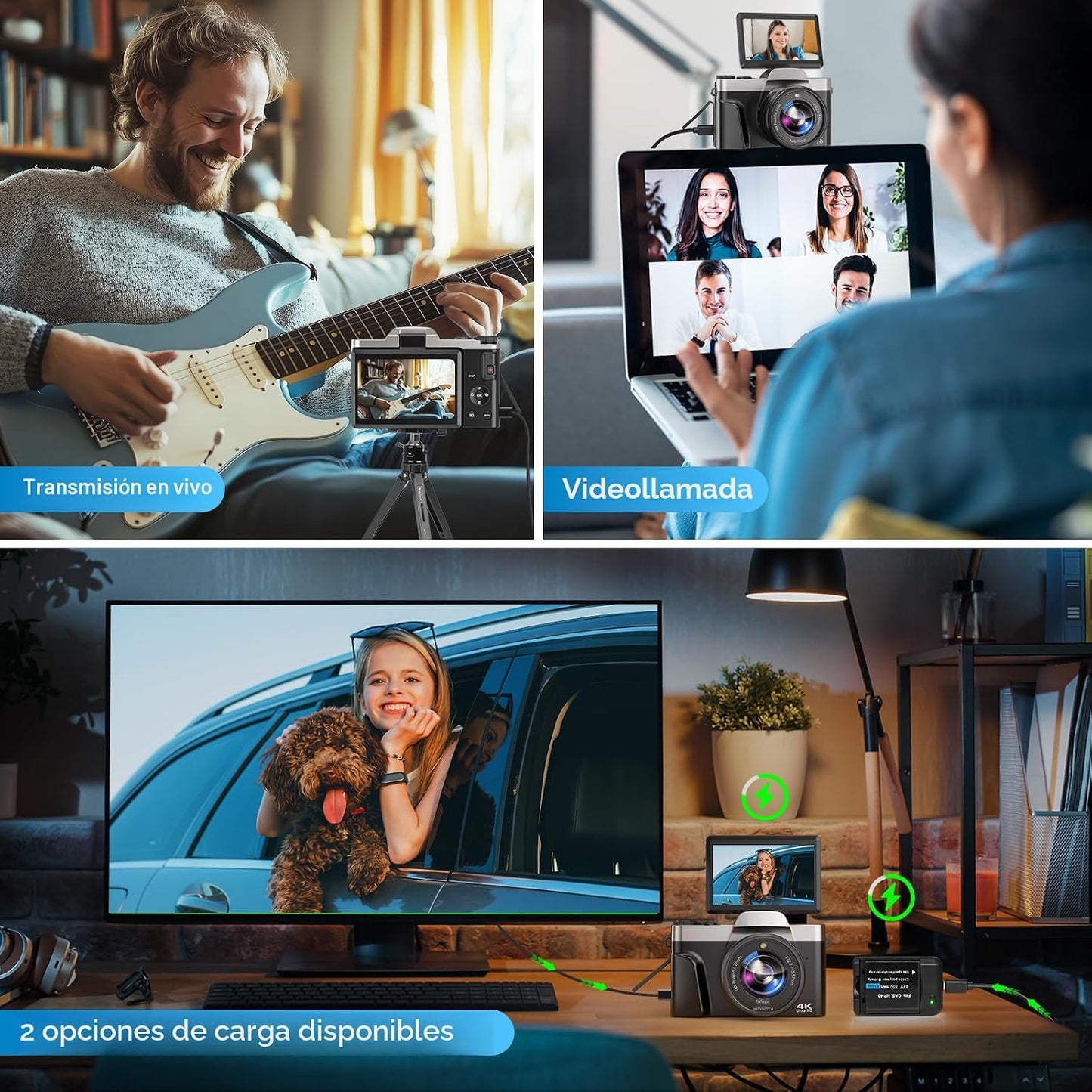 Cámara digital 4K para fotografía con WiFi 64MP Cámara de vlogging...