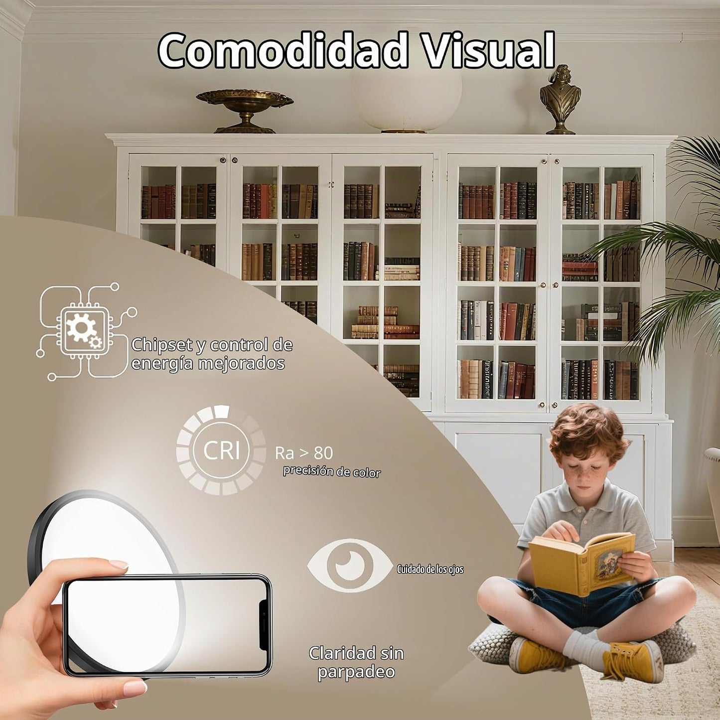 Laiyidia Paquete de 6 lámparas de techo LED ultra finas de 12 pulga...