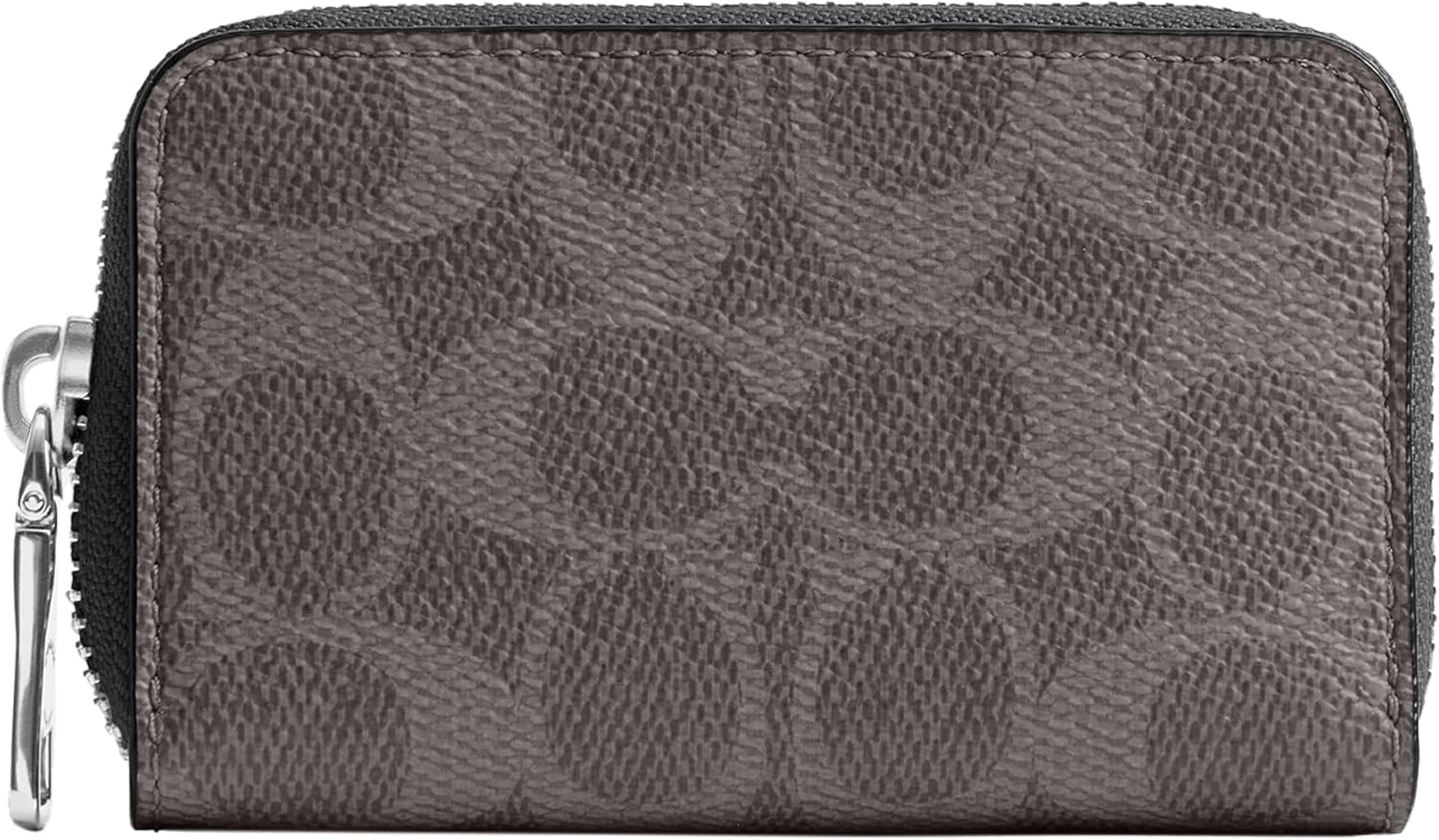 Tarjetero COACH pequeño con cremallera alrededor en Signature