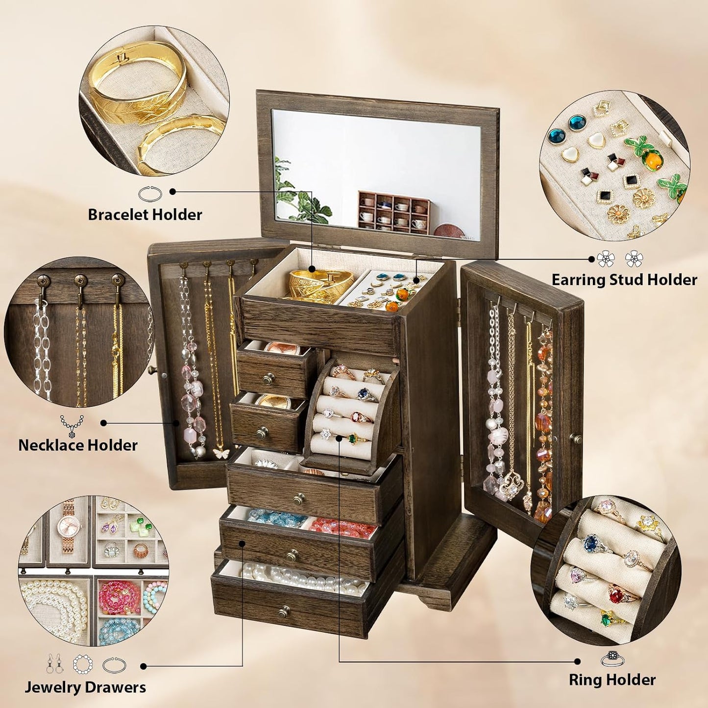 Yoimori - Joyero para mujer, cajas de joyería y organizadores de ma...