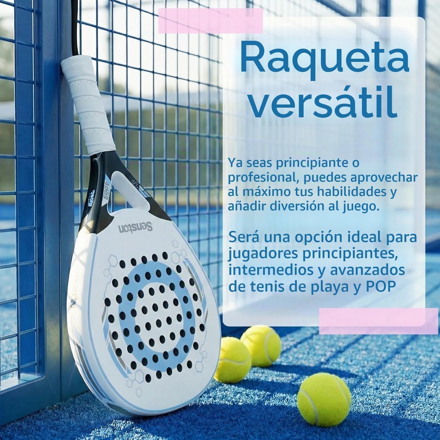Senston Raqueta de pádel con superficie de fibra de carbono con núc...