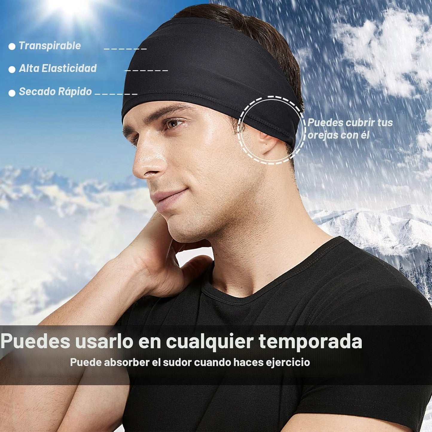 Acozycoo Diadema deportiva para hombre, 5 unidades, para correr, ci...