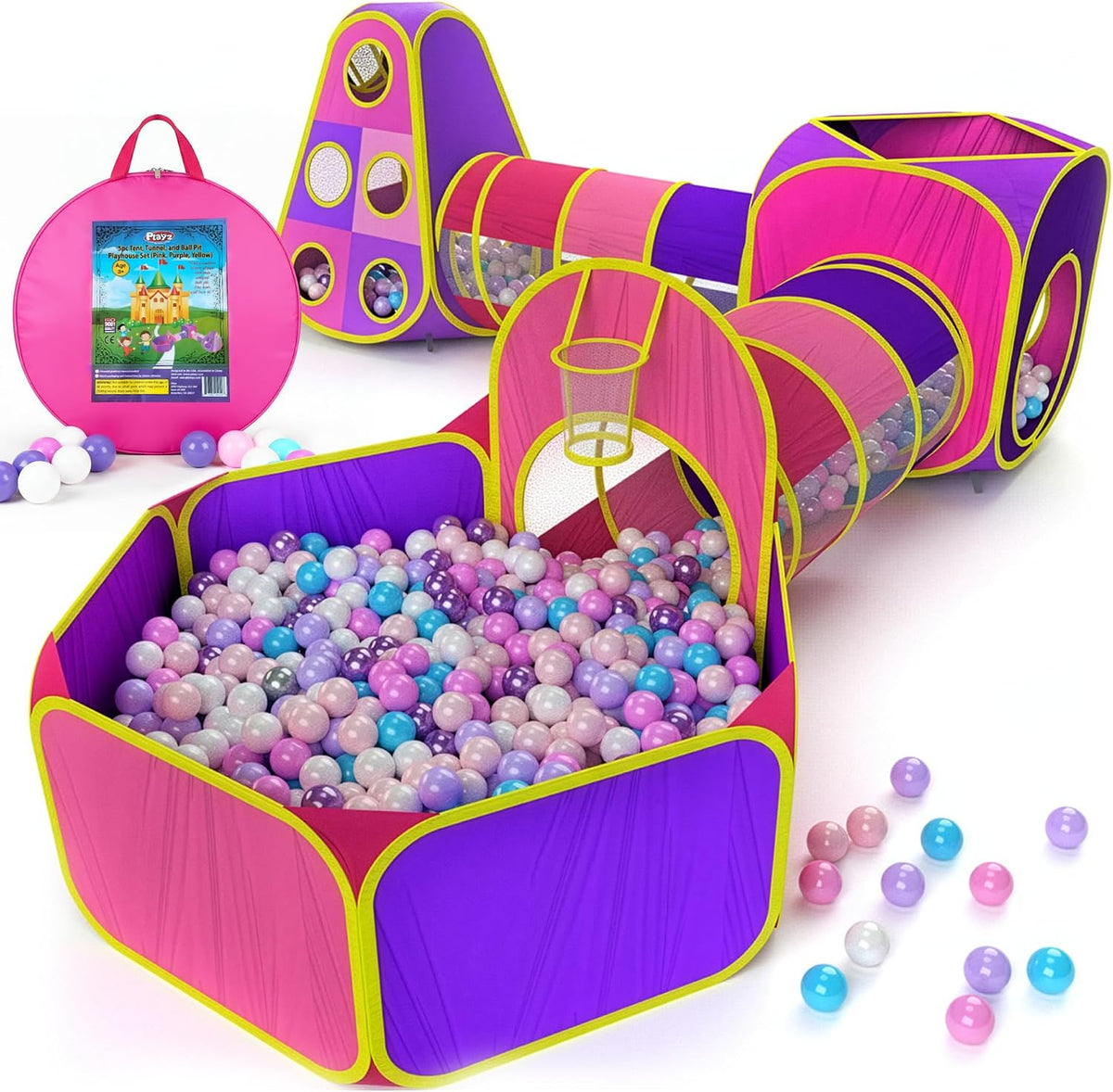 Playz Tiendas de campaña y túneles de juego para niños de 5 piezas,...