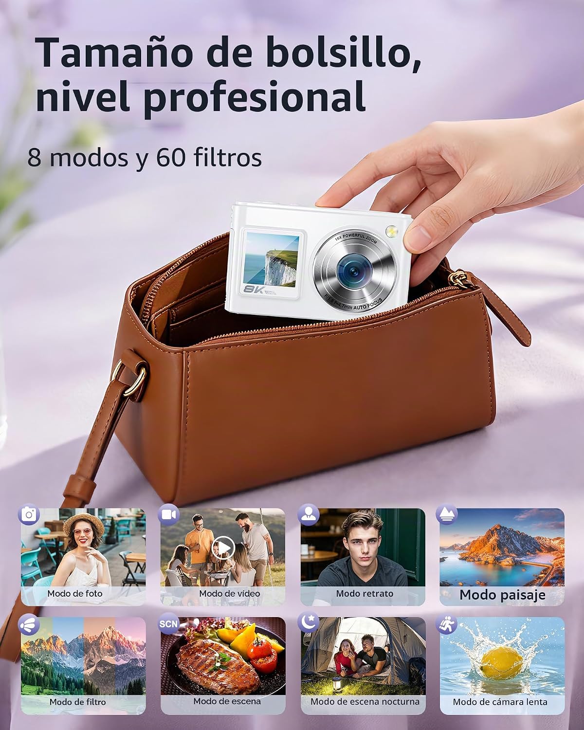 Cámara digital 8K, cámaras WiFi de 96 MP para fotografía con pantal...