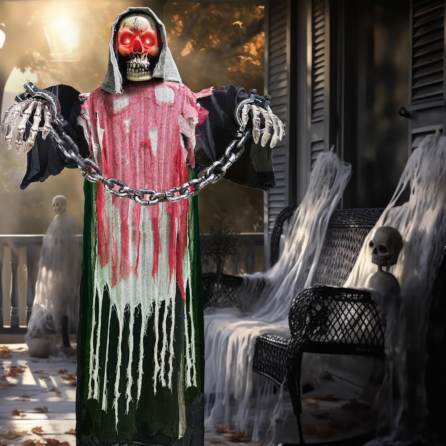 Decoraciones de Halloween al aire libre, 6 pies de largo con cadena...