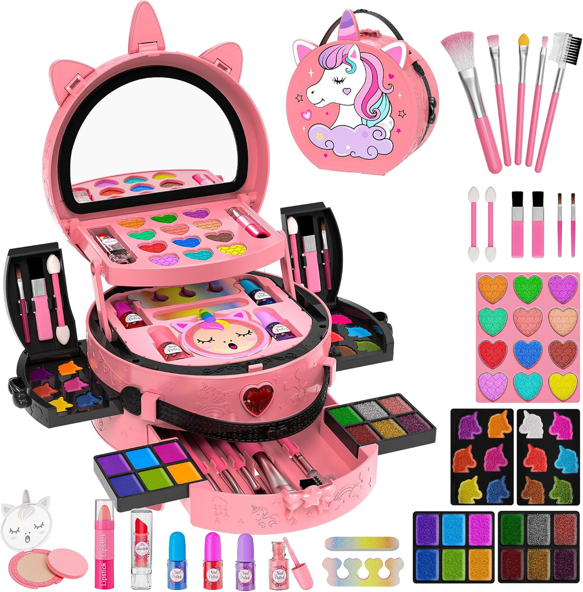 Kit de maquillaje de 59 piezas para niña, estuche de maquillaje lav...