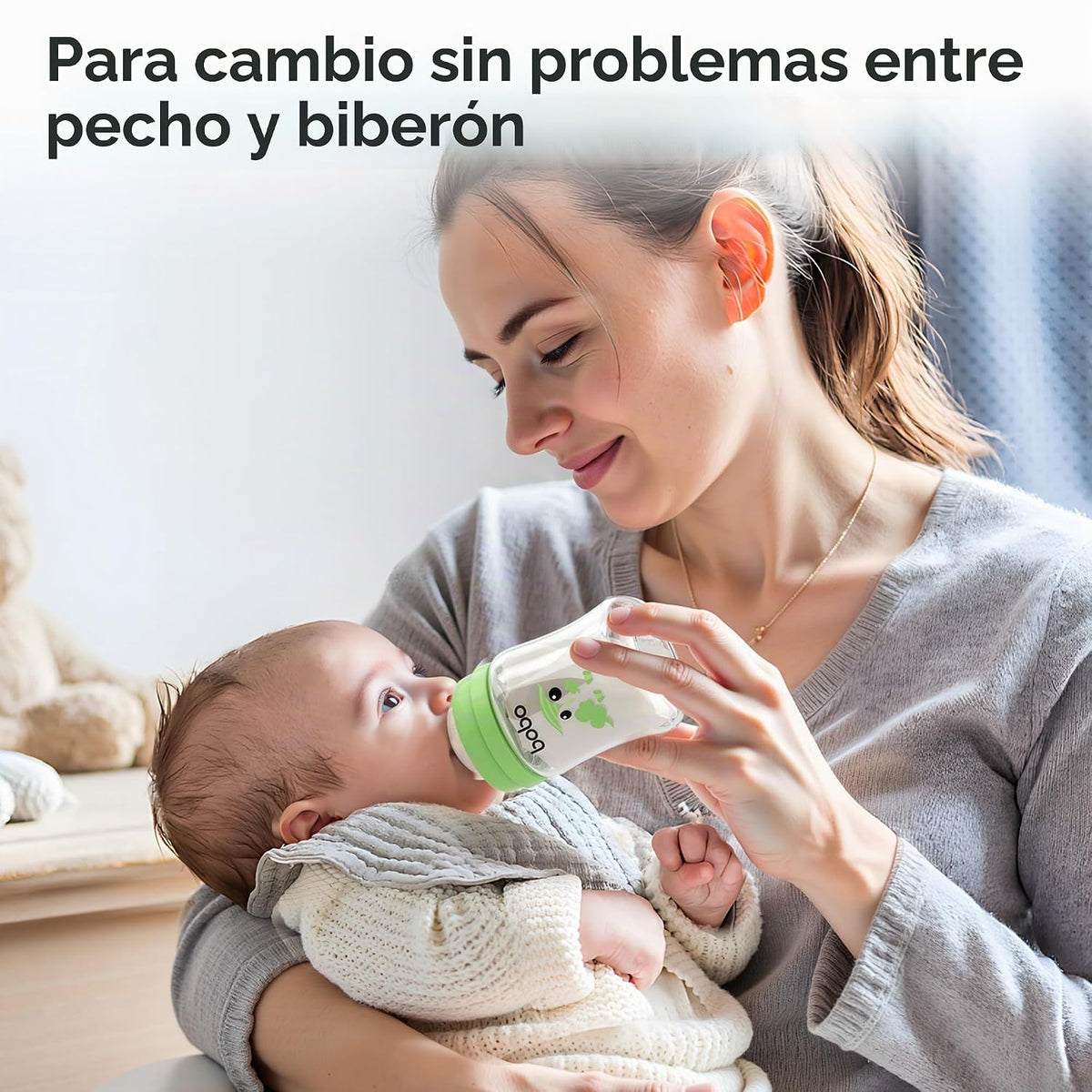 YOHKOH Biberones de Vidrio para Bebé con Tetina de Flujo Lento, Bib...