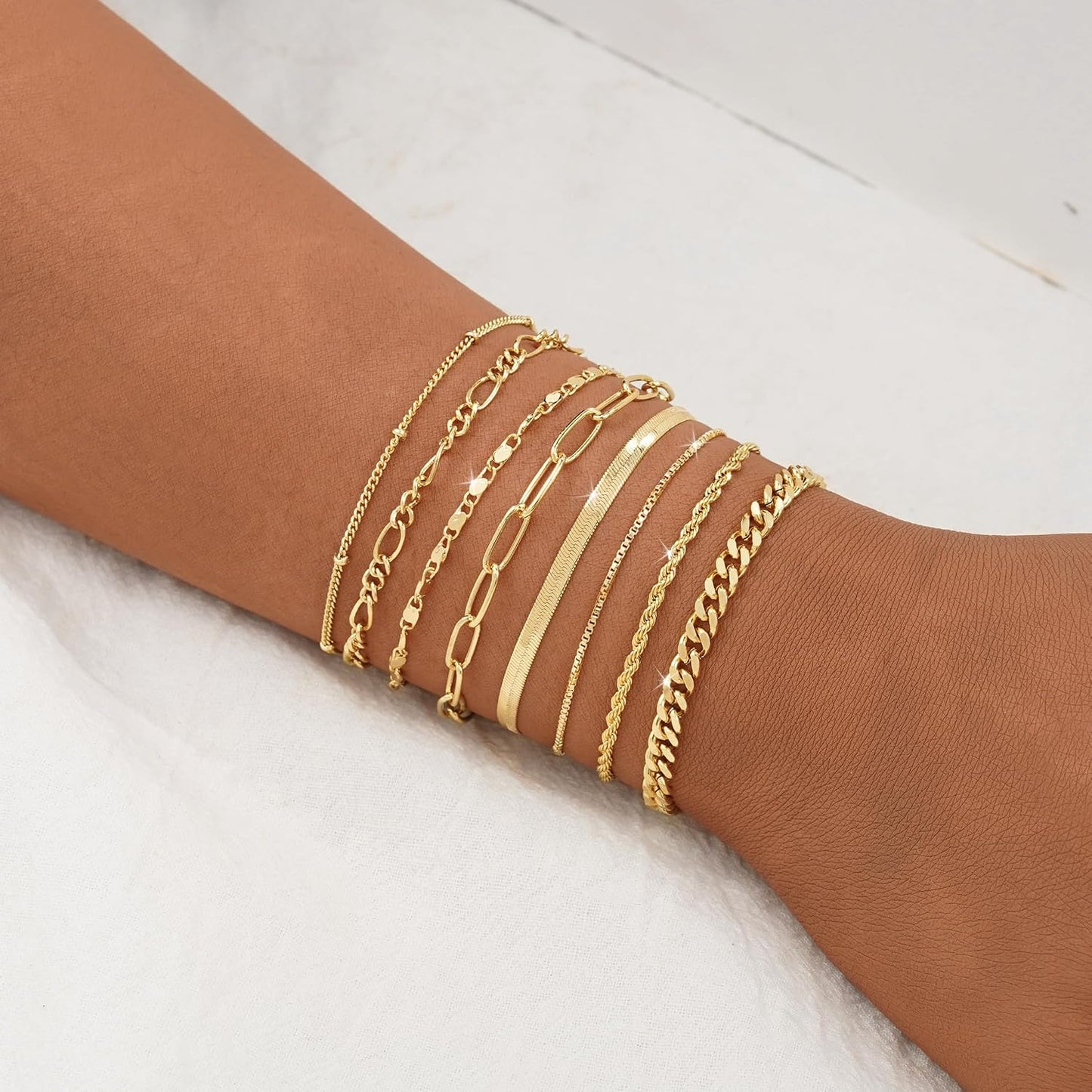 BERISO Pulseras de oro para mujer, elegante pulsera ajustable chapa...