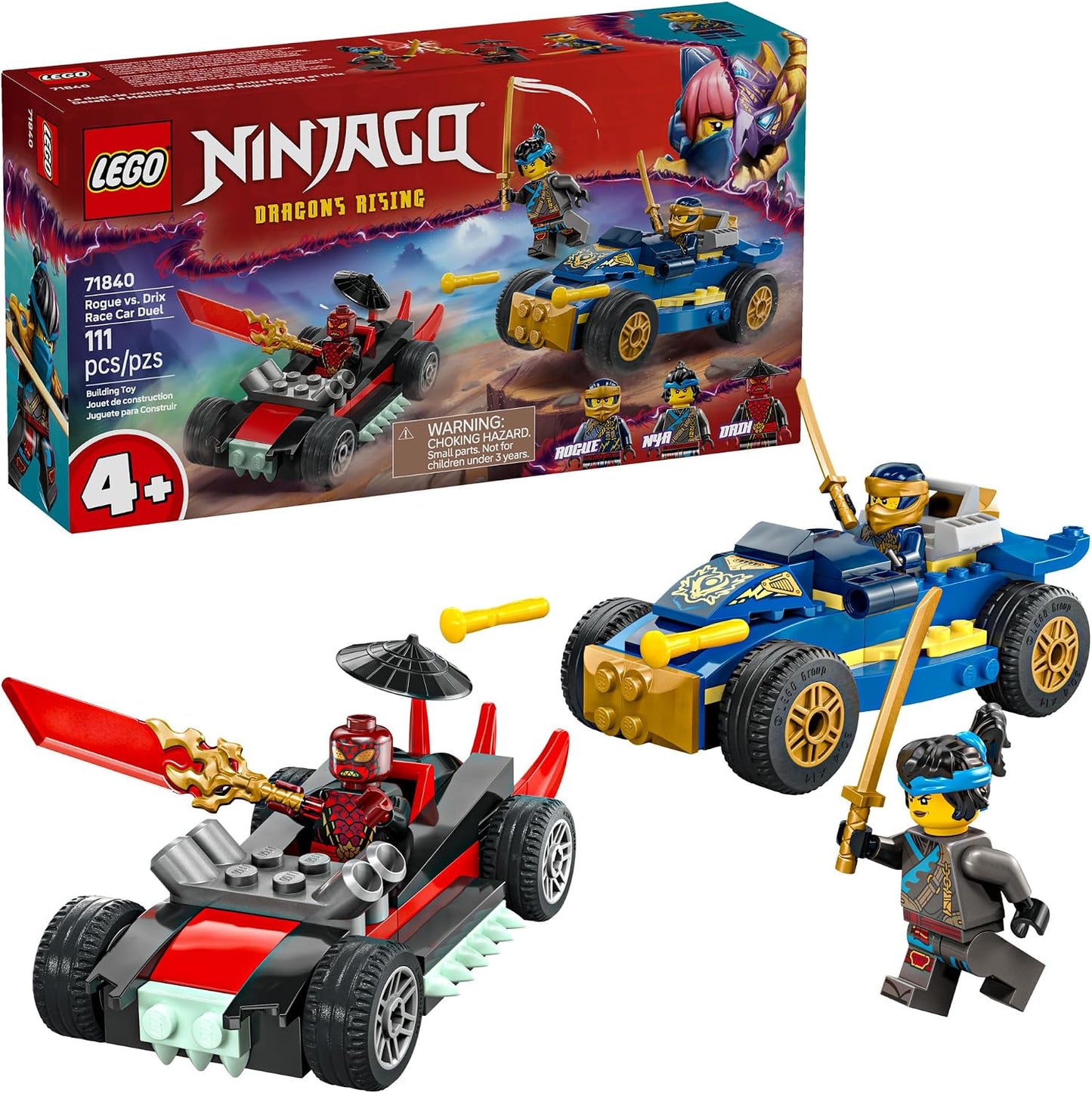 LEGO NINJAGO Duelo de Carreras de Coches Ninja vs. Drix - Juguete d...