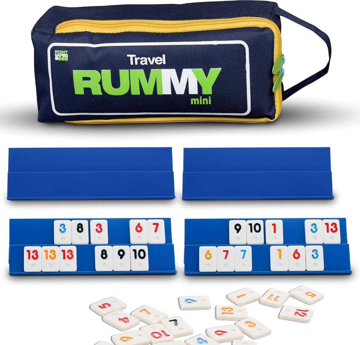Point Games Juego clásico de mini rummy con 4 exclusivos estantes p...