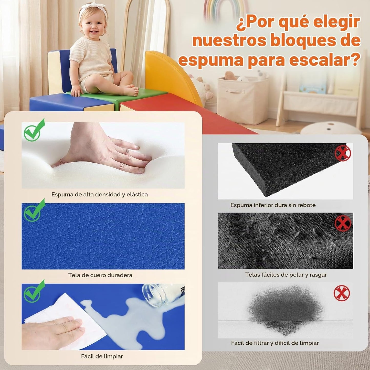 TODIBY Juguetes de Escalada de Cuero PU Suave de 6 Piezas para Niño...