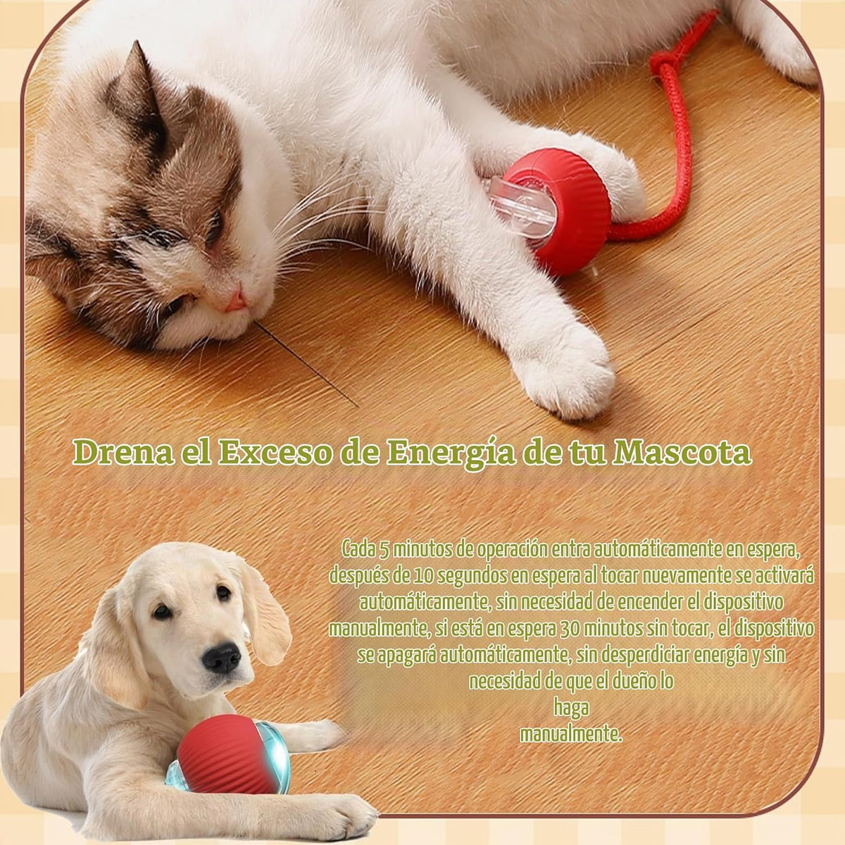 Pelota de juguete interactiva para perros y gatos, movimiento autom...