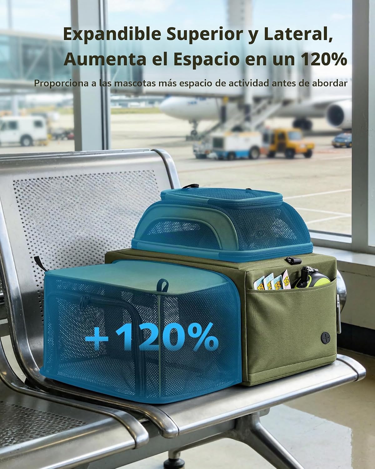 Pecute Transportador de mascotas aprobado por aerolíneas superior p...
