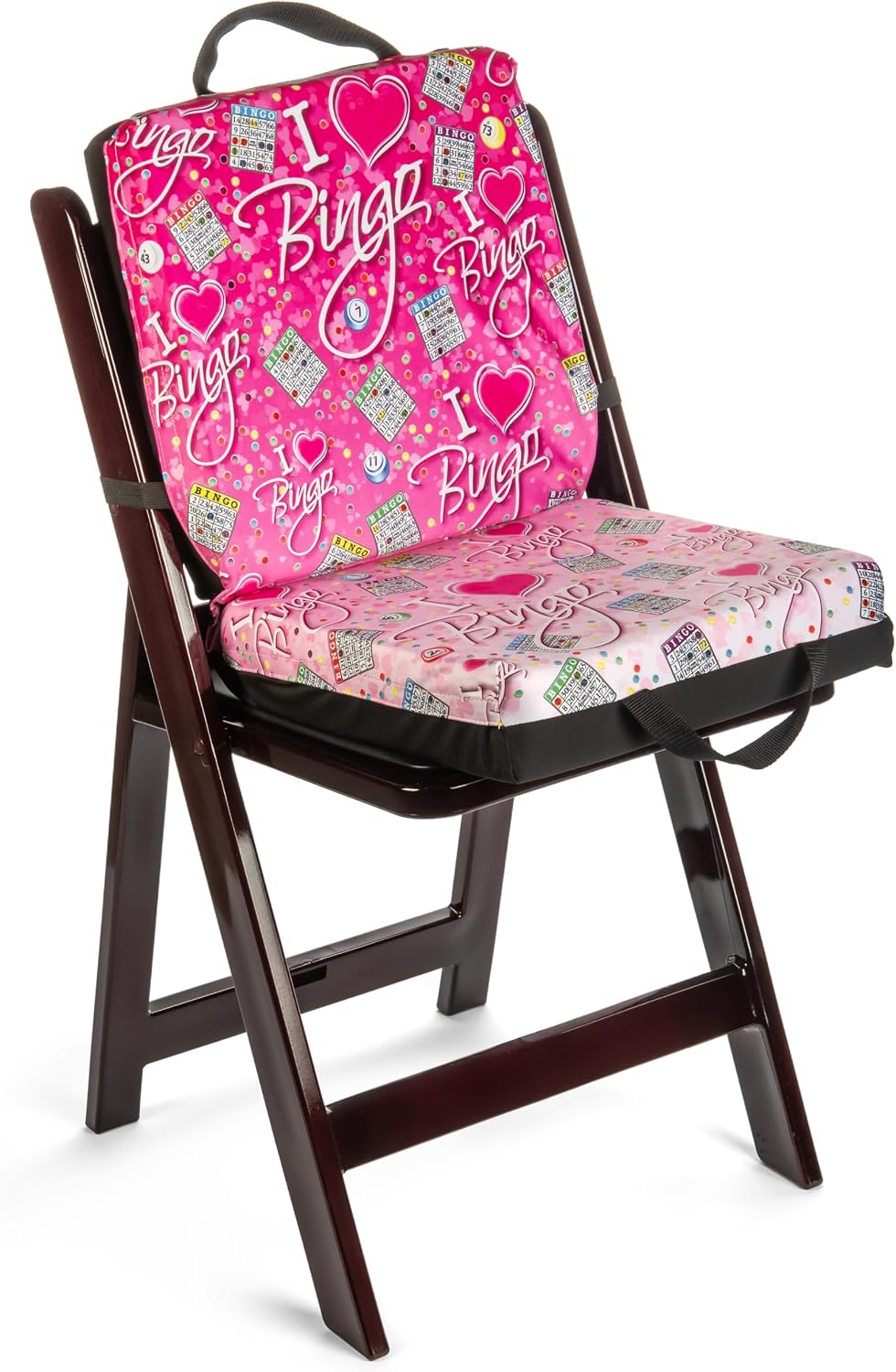 I Love Bingo Cojín de asiento con patrón rosa\/negro, cojín extra g...
