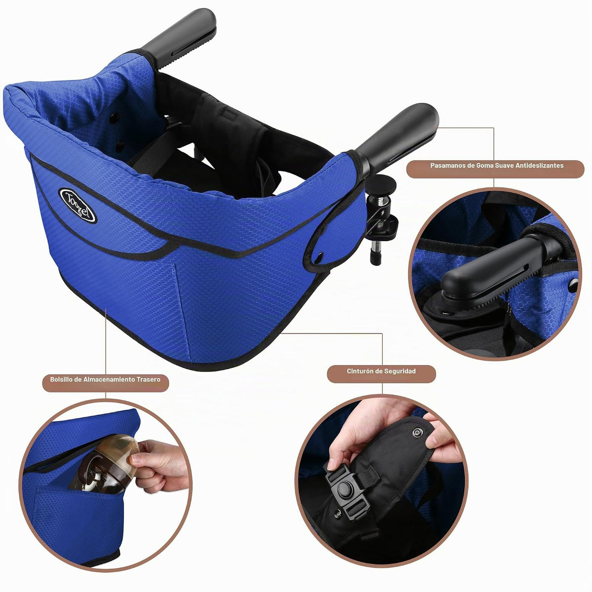 Toogel Silla alta de gancho con bandeja, asiento plegable con clip...