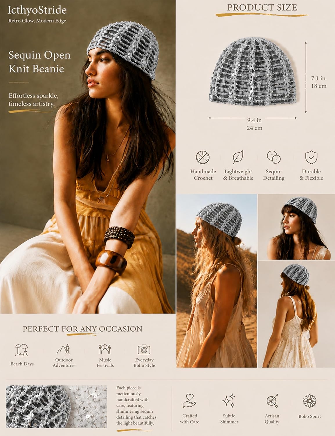 IcthyoStride Sombrero de fiesta para mujer, tocado de lentejuelas,...