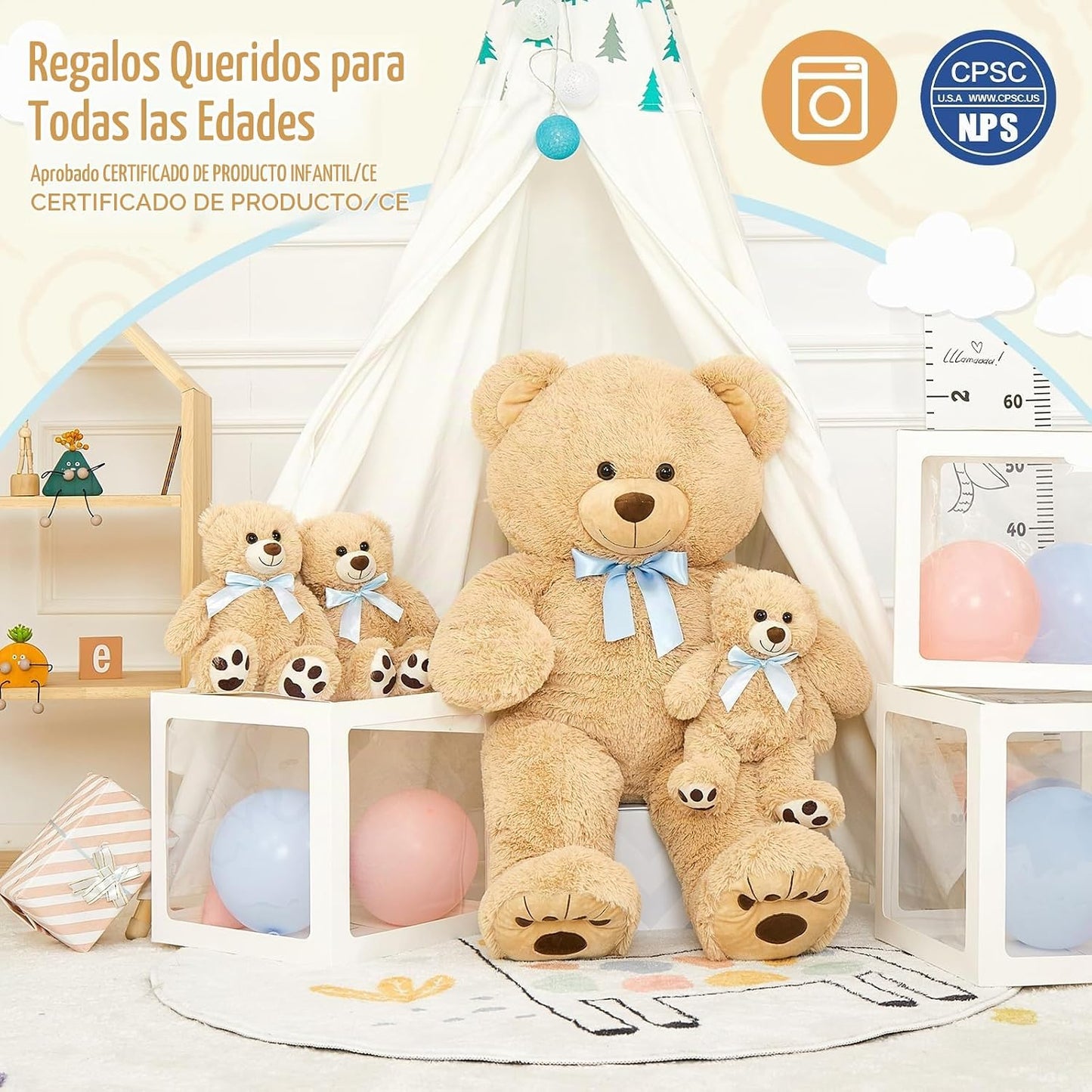 MorisMos Oso de Peluche Gigante Animal de Peluche con Osos Bebé, 35...
