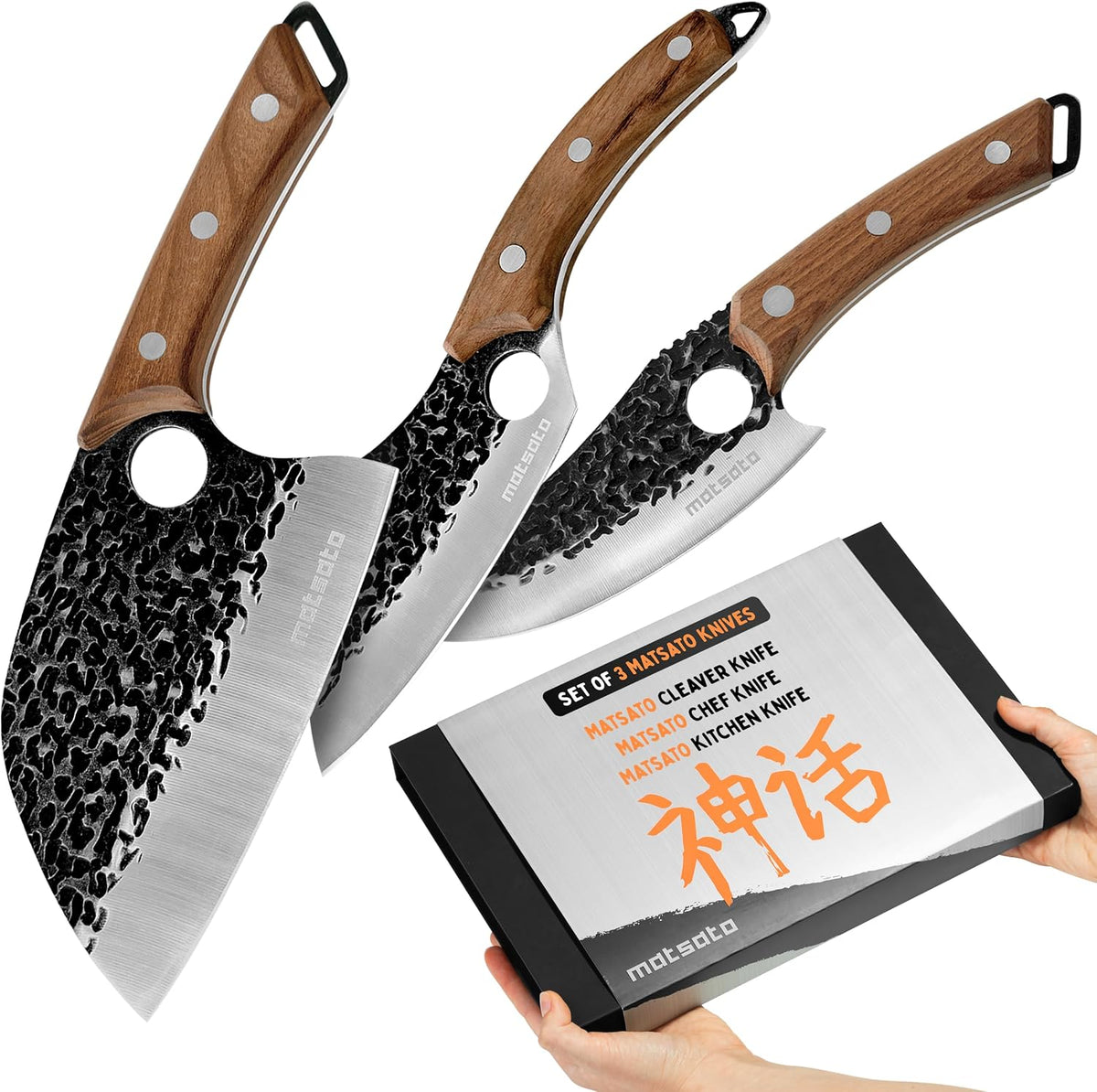 Matsato Juego de cuchillos de cocina de 3 piezas, juego de cuchillo...