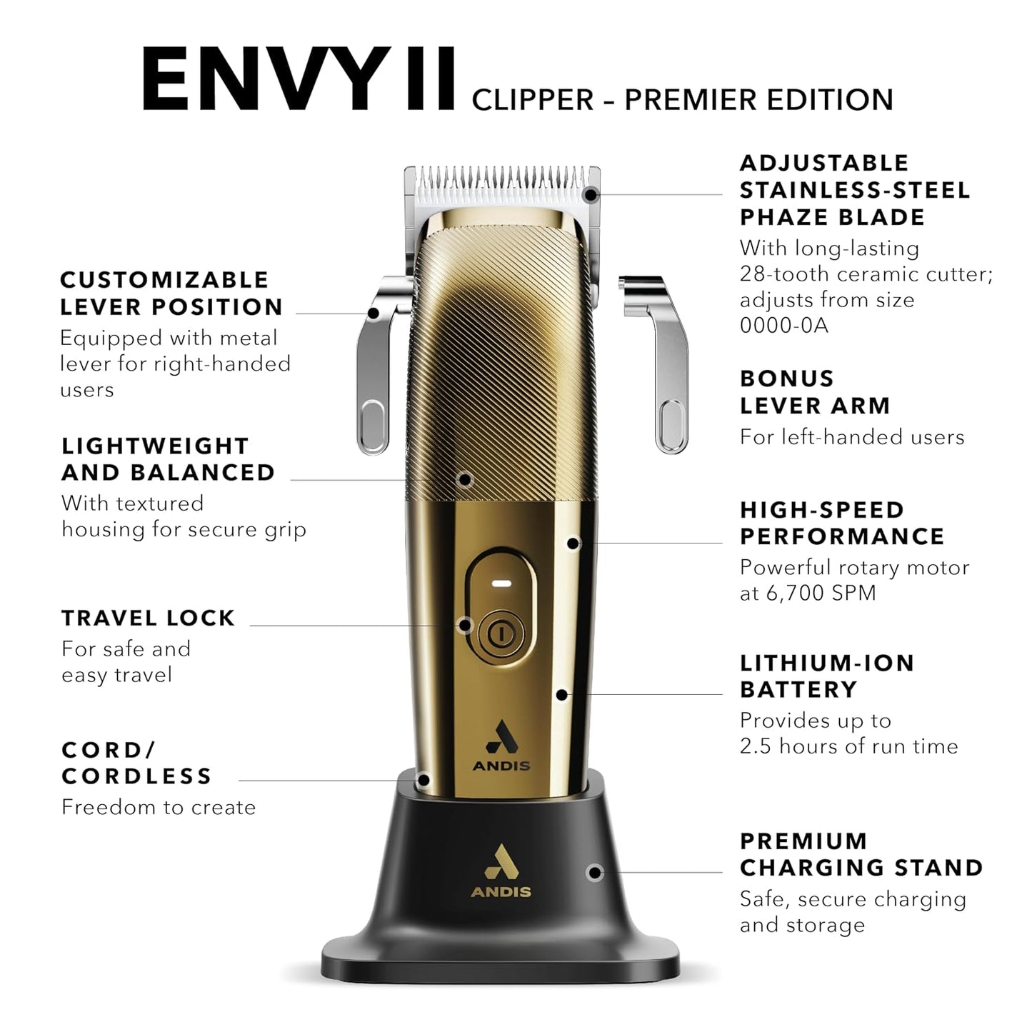 Andis Envy II Cortadora sin cables Edición Premium, cortadora eléct...