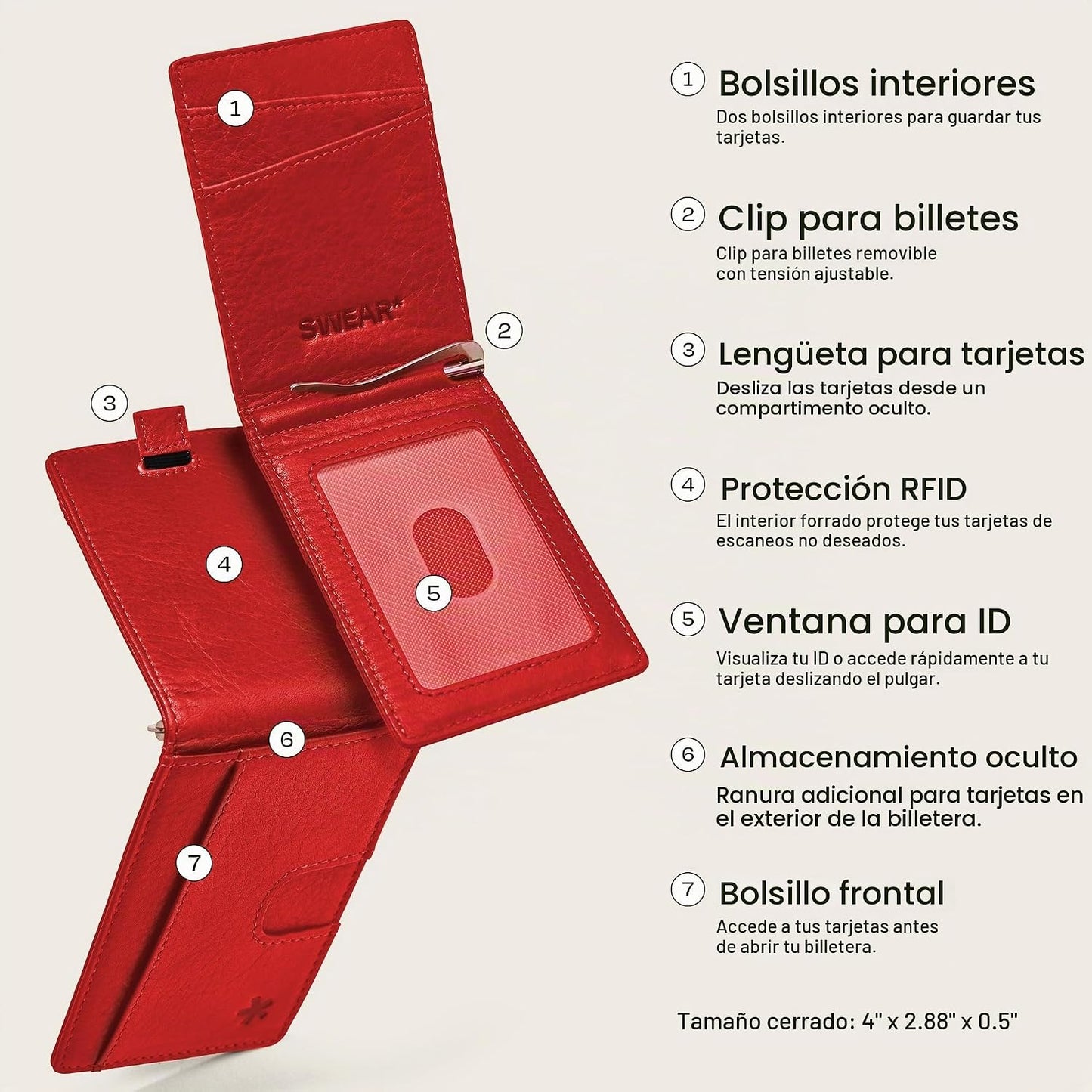 Swear Brands Billetera delgada con clip para dinero, cartera minima...