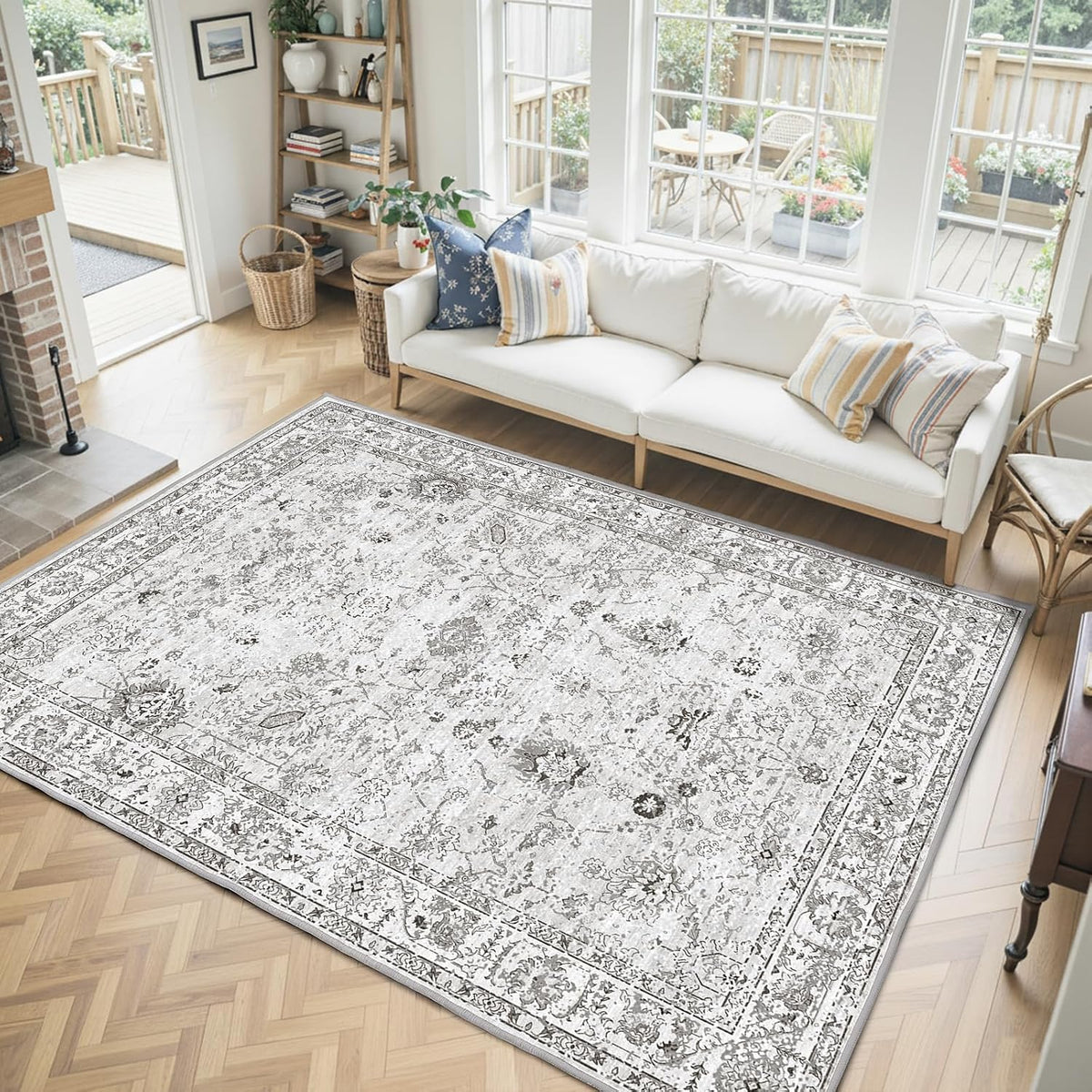 Babovid Alfombra gris de 5 x 8 para sala de estar y dormitorio | Es...