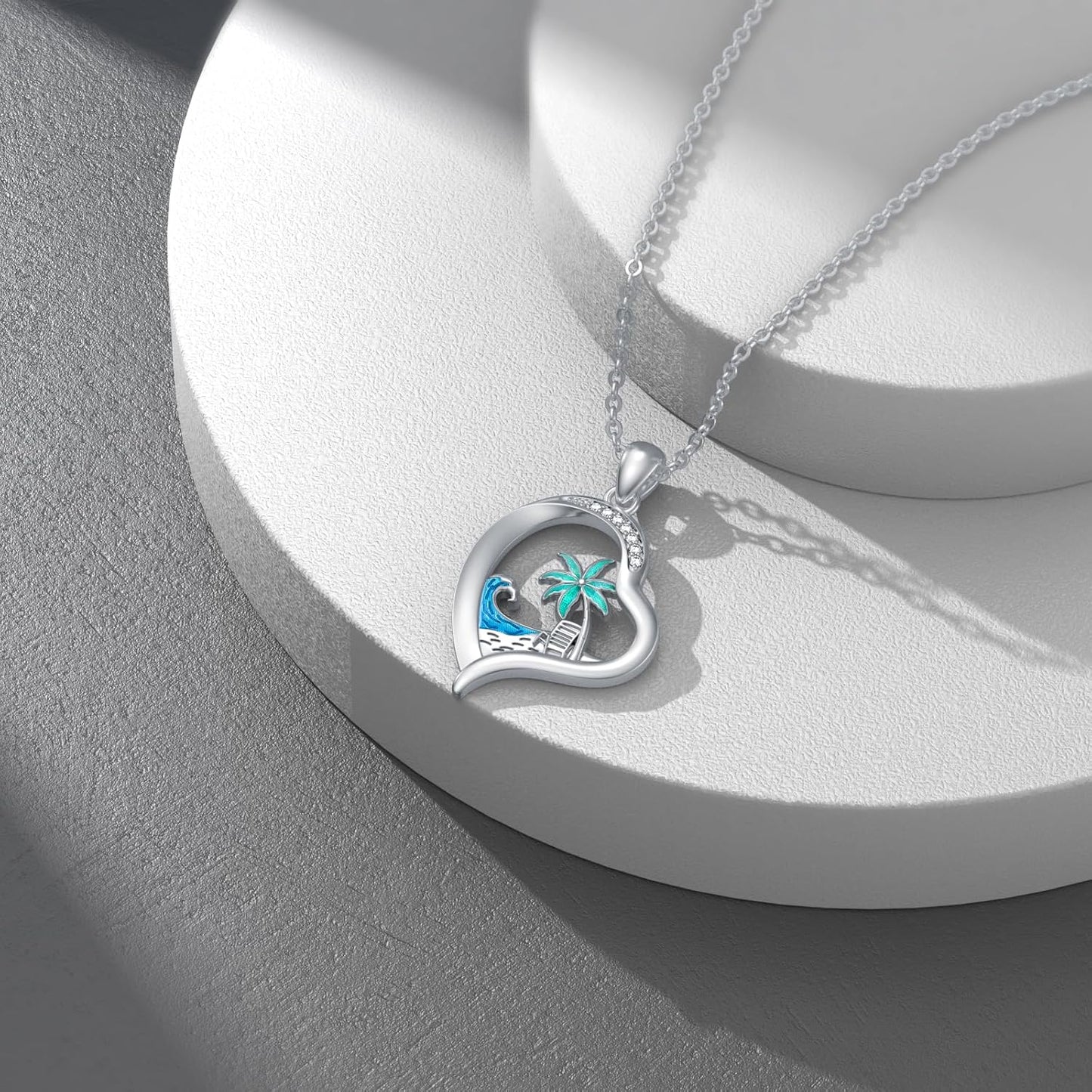 LWXIE Collar de playa de diamantes de plata de ley 925 con dije de...
