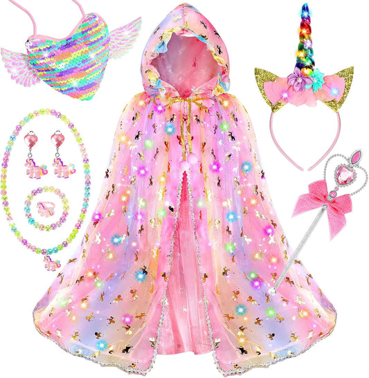 Fedio - Vestido de princesa para niñas, juego de capa de princesa c...