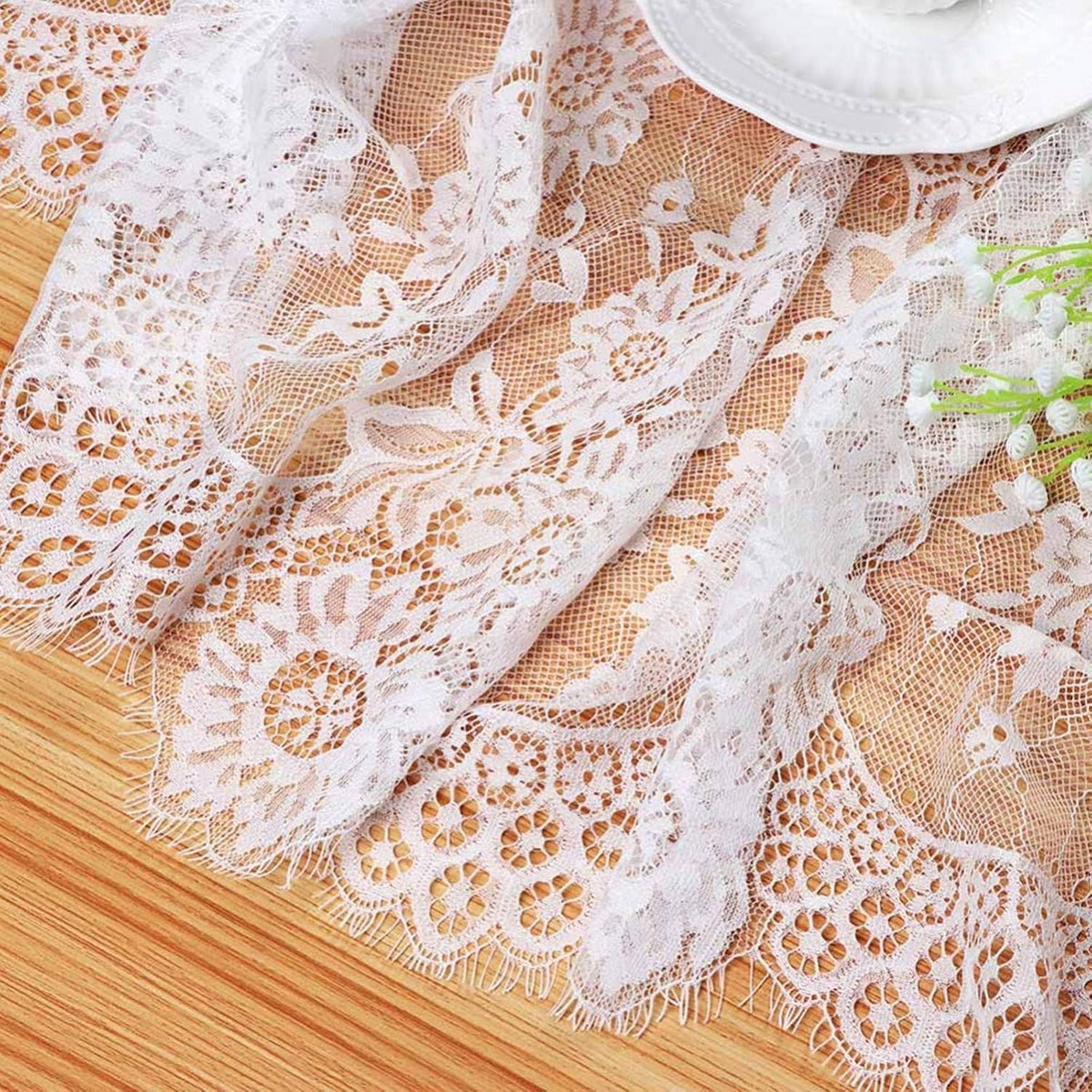 Mantel de encaje blanco para mesa de boda de 60x120 pulgadas, mante...