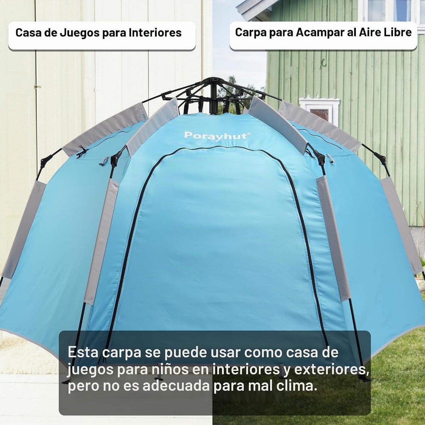 Tienda de campaña hexagonal portátil para niños con tira de luces L...