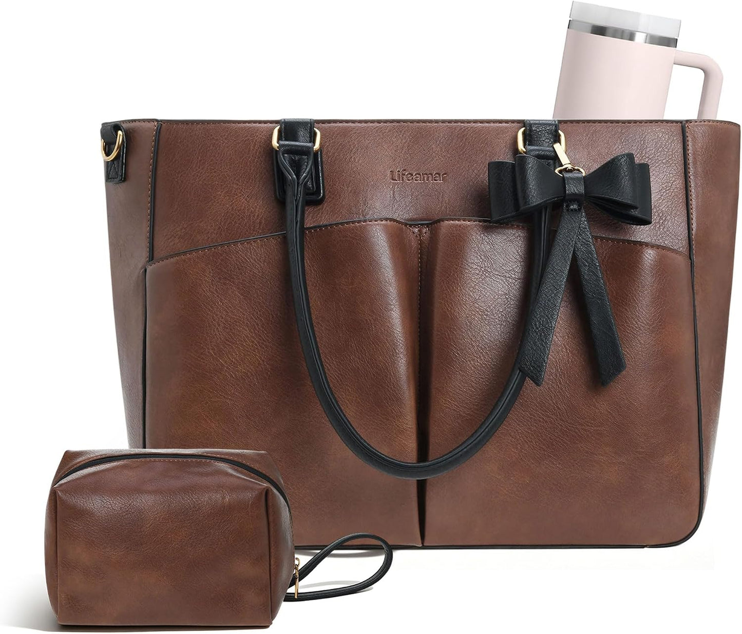 Lifeamar Bolsa de mano para computadora portátil para mujer, bolsa...