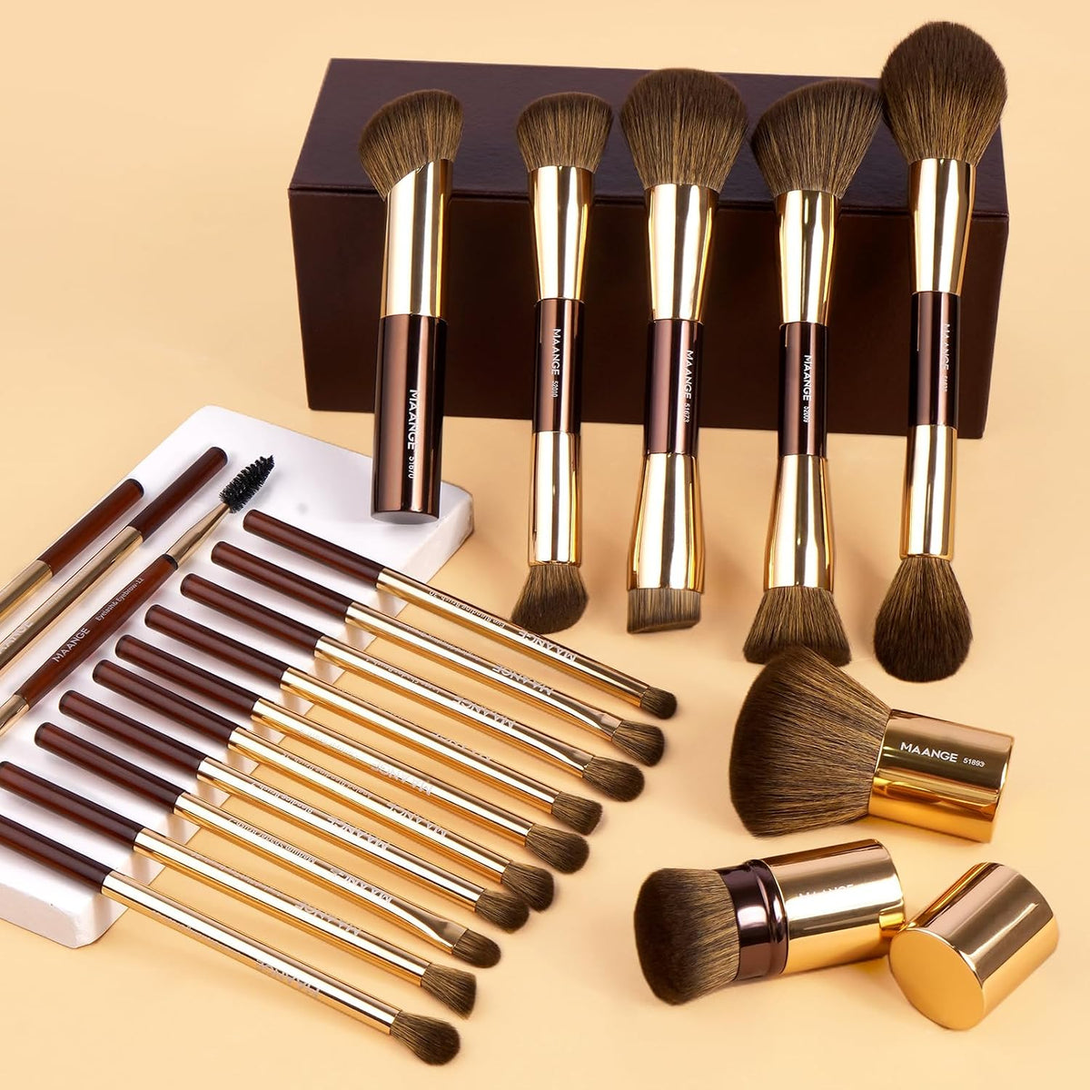 MAANGE - Juego de 20 brochas de maquillaje con caja de regalo, broc...