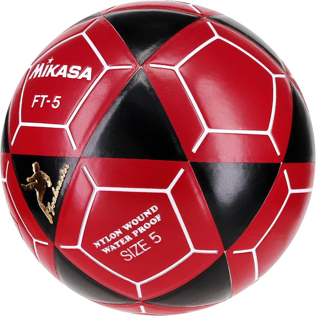 Mikasa FT5A-BKR-W Goal Master - Balón de fútbol, negro\/rojo, talla...
