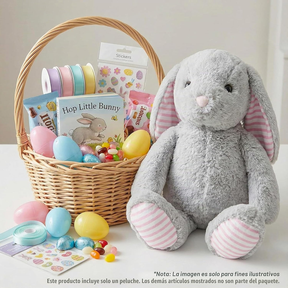 WEIGEDU Conejos grises de peluche para niños, niñas y niños, juguet...