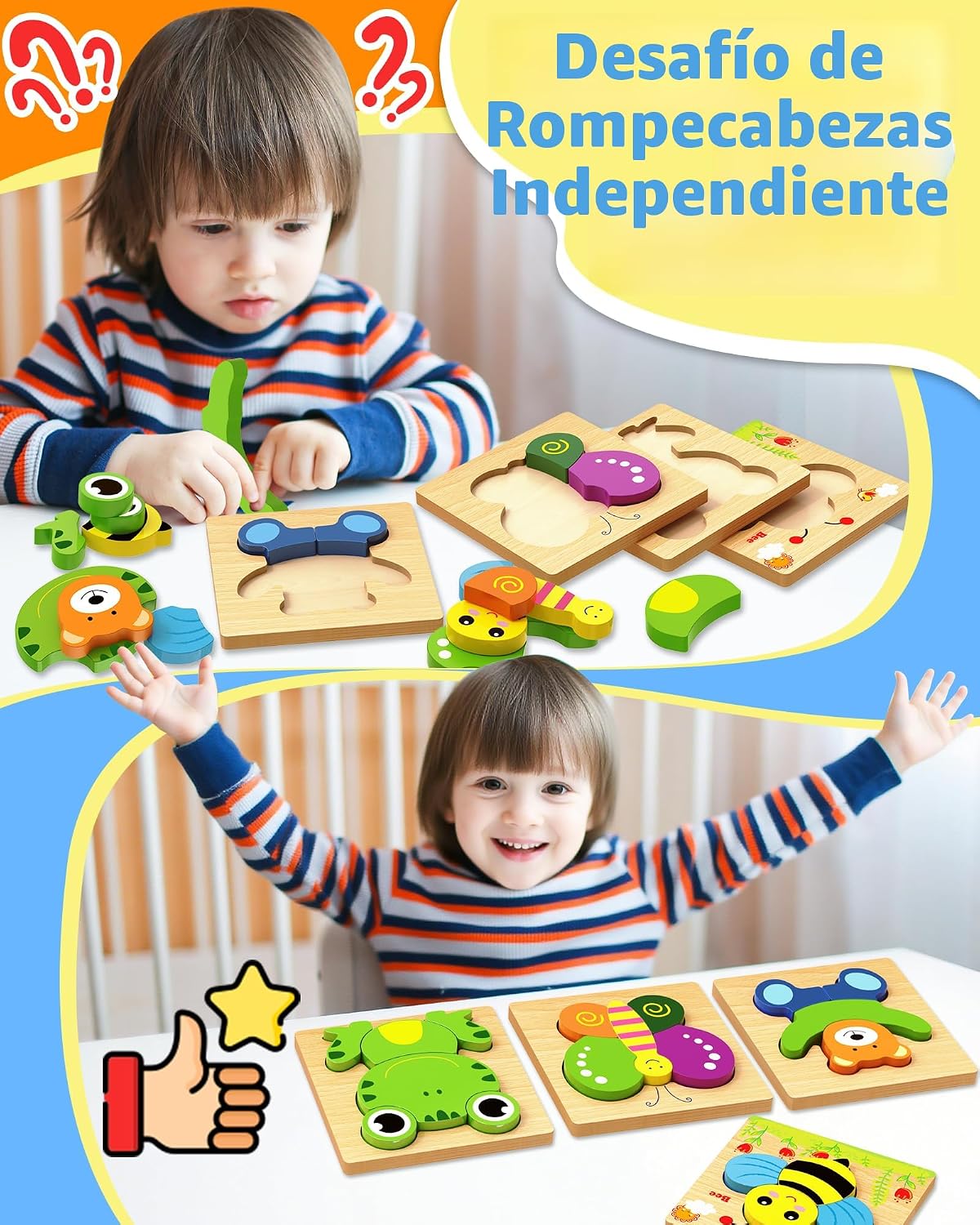 Bekayshad - Rompecabezas de madera para niños pequeños, juguetes pa...