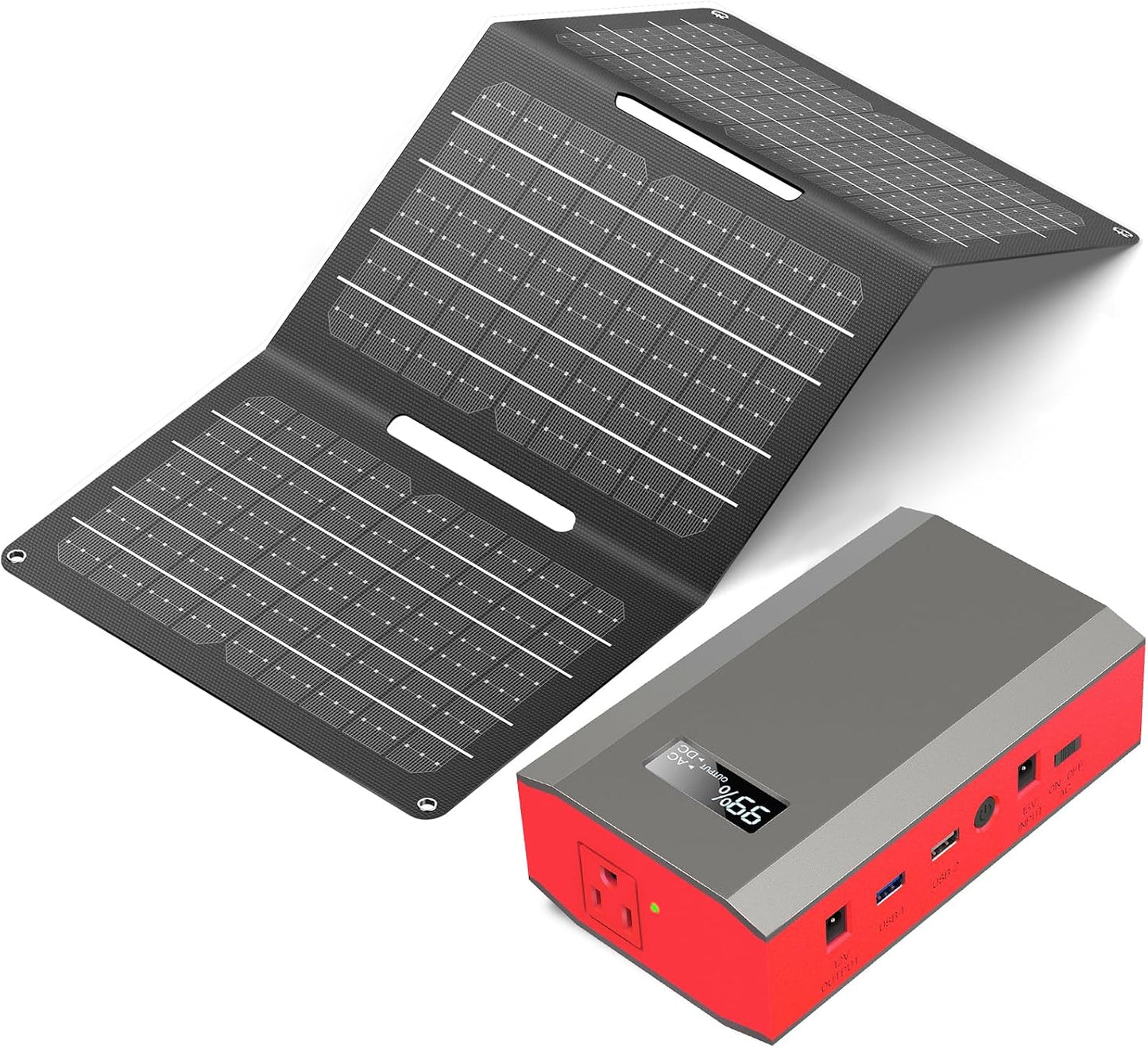 Banco de energía solar portátil con salida de CA 65 W 110 V, baterí...