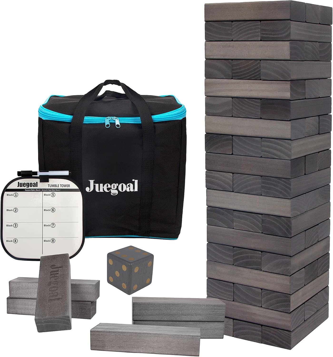 Juegoal Juego de bloques gigantes de torre de caída de 54 piezas, j...