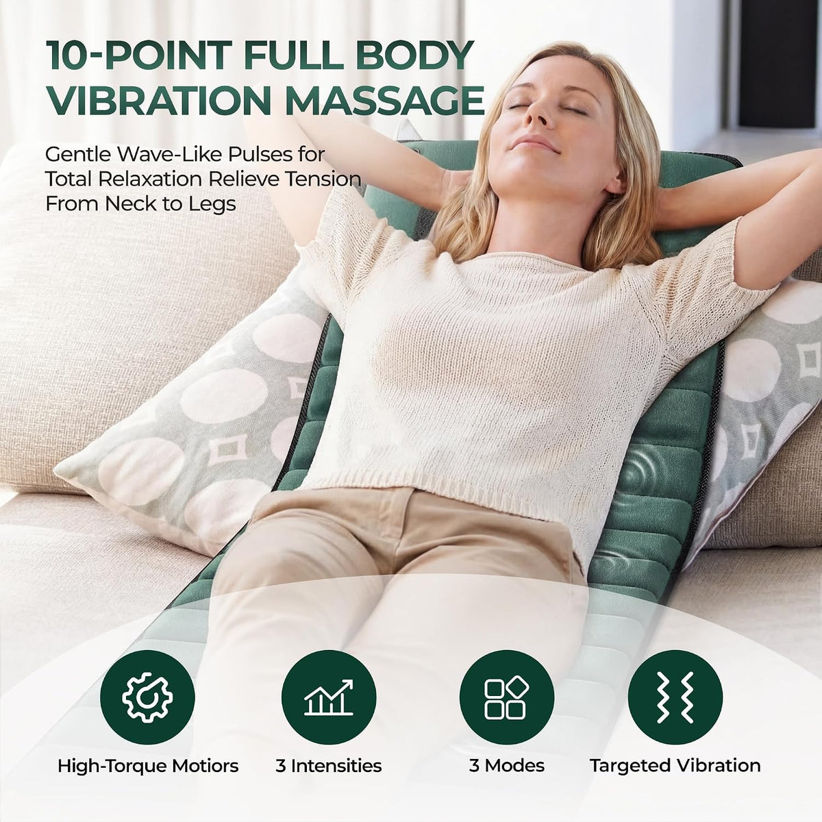 Himouta - Esterilla de masaje de cuerpo completo con calor, almohad...
