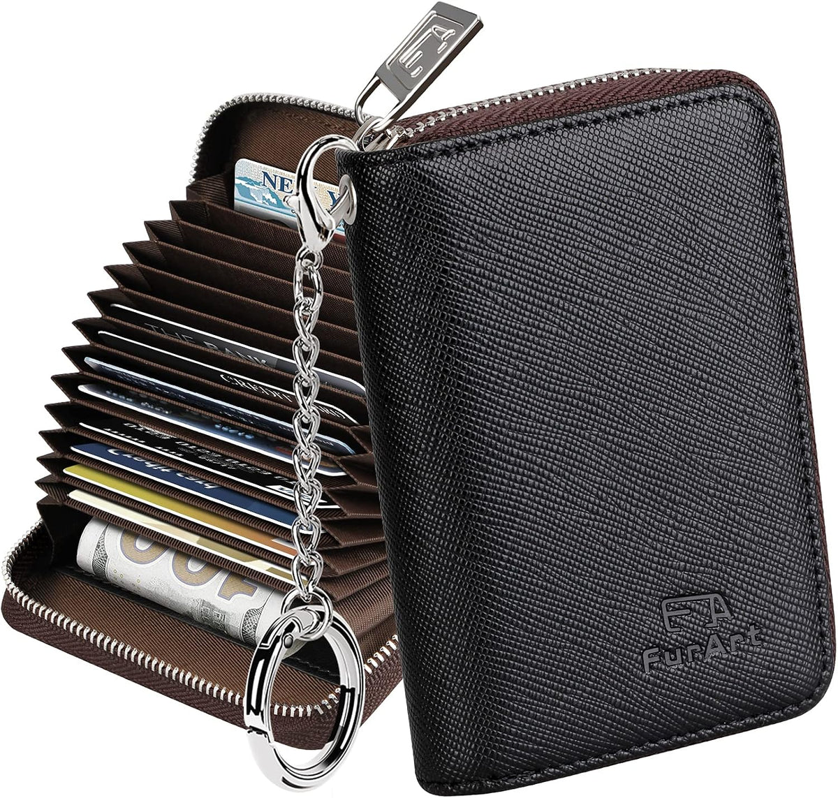FurArt Cartera con Cremallera para Mujeres, Cartera con Bloqueo RFI...