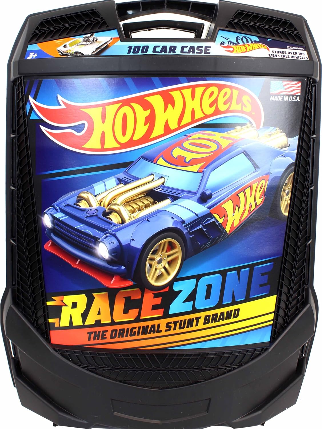 Hot Wheels - Caja de almacenamiento con ruedas con mango retráctil,...