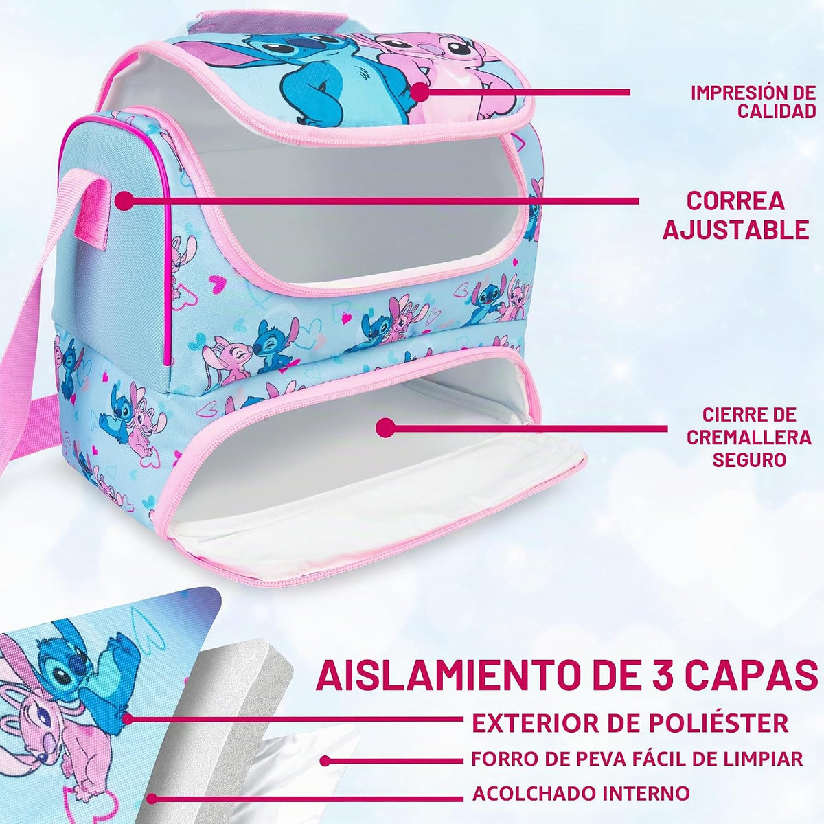 Get Trend Disney Stitch Girls Bolsa de almuerzo aislada para la esc...
