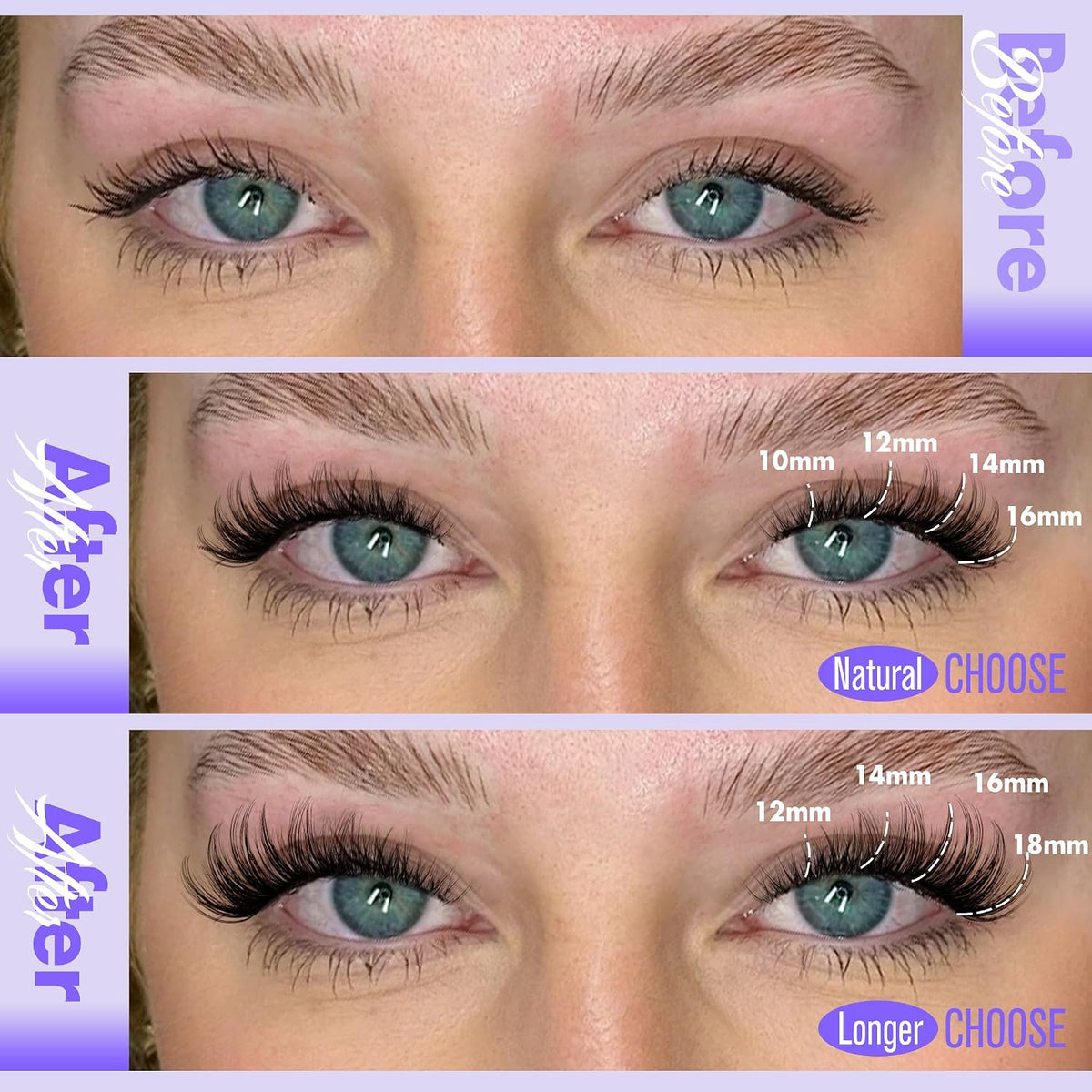Pawotence Extensiones de pestañas en racimo Wispy Kira de 0.39 a 0....