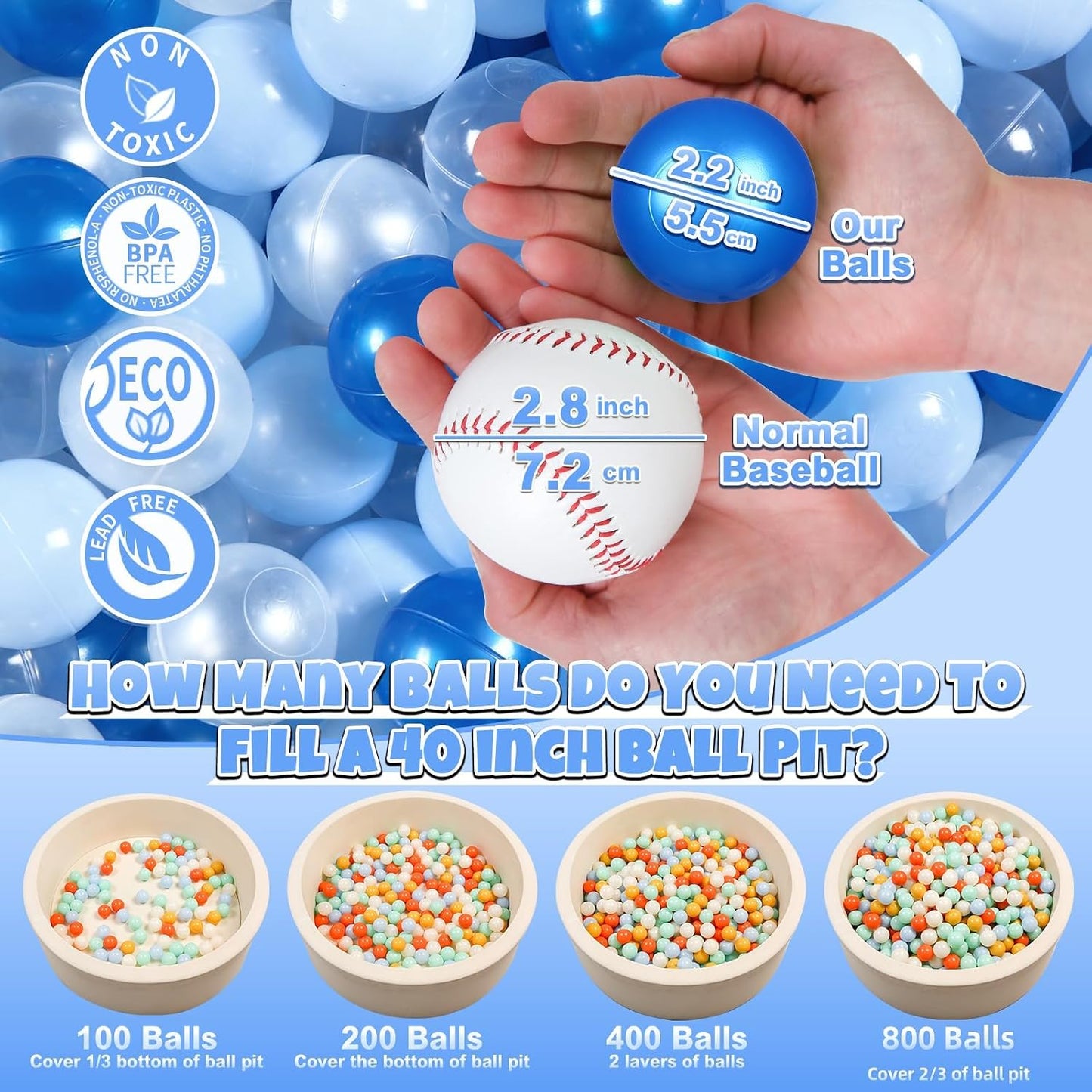 GOGOSO Bolas para corral de bolas para niños pequeños plásticos acc...