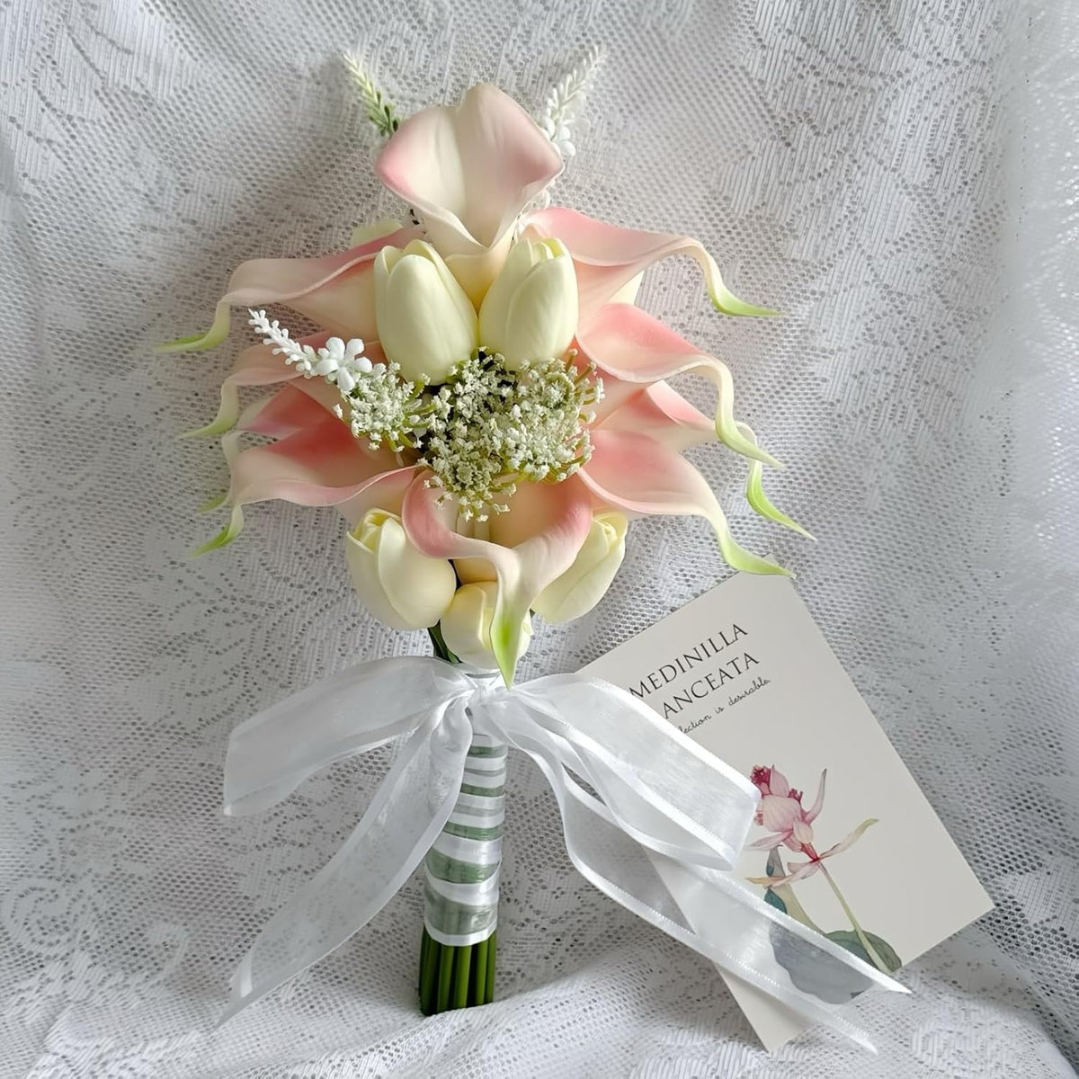 WYcYcW Ramo floral de 12 lirios artificiales con 8 tulipanes artifi...