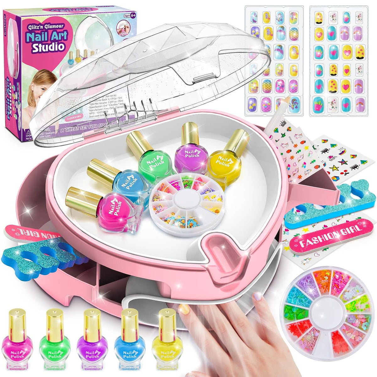 Ylovetoys Juego de esmaltes de uñas para niñas, salón de uñas para...