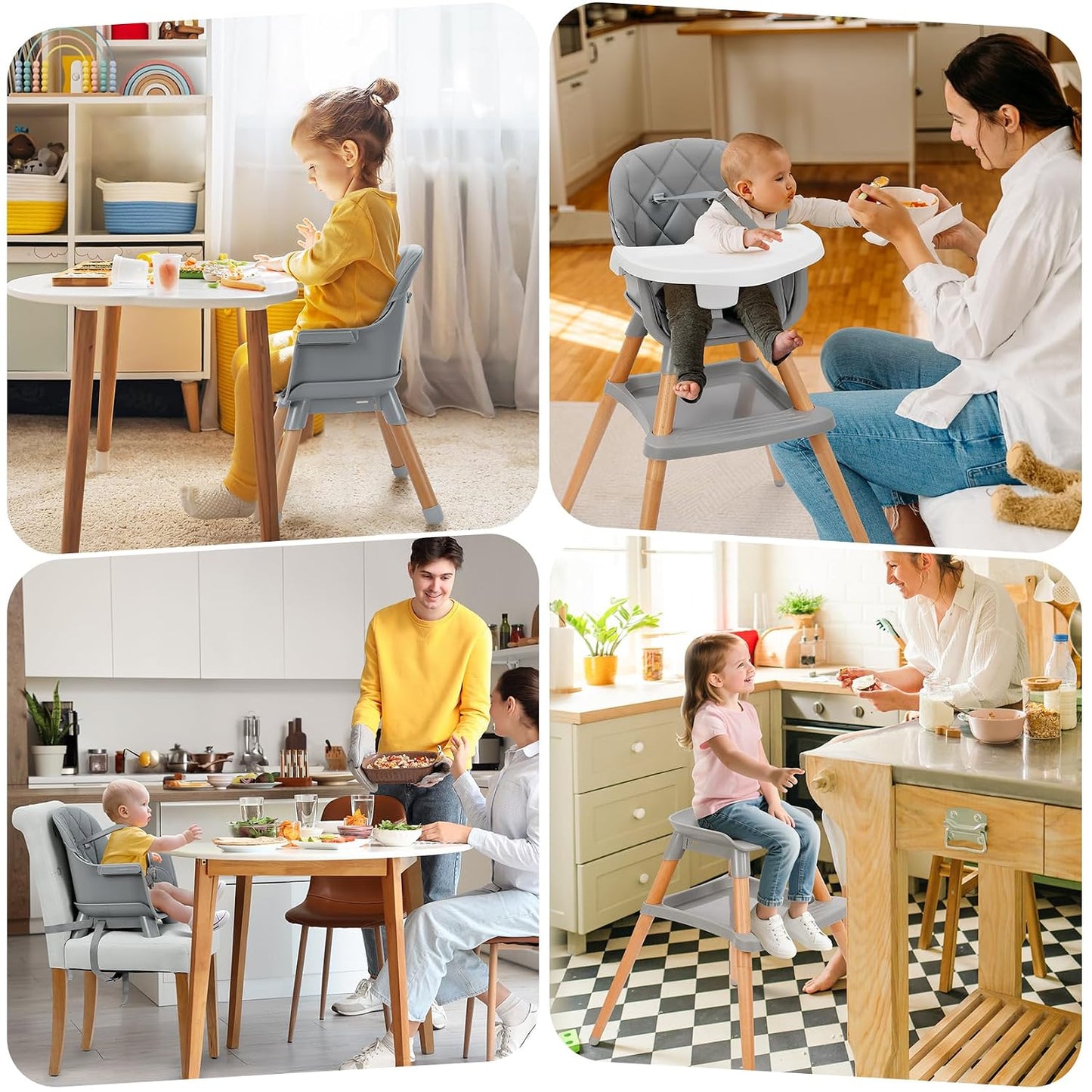 Ezebaby Sillas altas 6 en 1 para bebés y niños pequeños, silla alta...